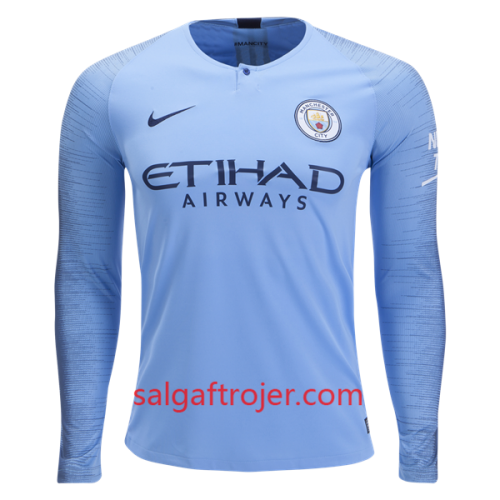 Manchester City Fodboldtrøjer Hjemmebanesæt 2018/19 Langærmet Manchester City Fodboldtrøjer Hjemmebanesæt 2018/19 Langærmet